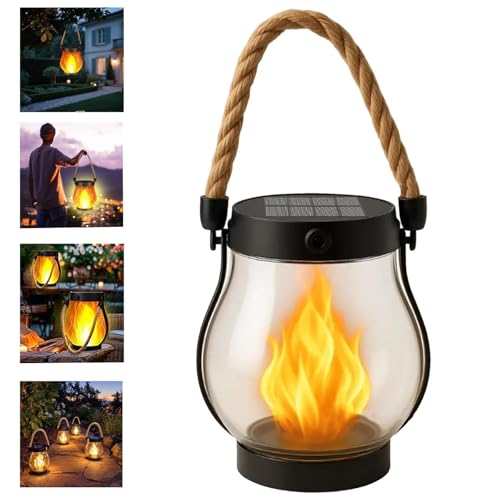 OKESYO Solar Laterne mit Tanzende Flammen, Solar Lampe Outdoor Hängend, Campinglampe Solar Garten für Außenbereich,Terrasse, Veranda, Balkon OKESYO Solar Laterne mit Tanzende Flammen, Solar Lampe Outdoor Hängend, Campinglampe Solar Garten für Außenbereich,Terrasse, Veranda, Balkon von OKESYO