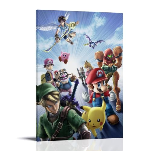 OKFPLM Poster auf Leinwand, Motiv: Super Smash Bros. UltimateRetro-Stil, asiatischer Vintage-Stil, Dekoration für Schlafzimmer und Wohnzimmer, 30 x 45 cm, Rahmenstil-7 OKFPLM Poster auf Leinwand, Motiv: Super Smash Bros. UltimateRetro-Stil, asiatischer Vintage-Stil, Dekoration für Schlafzimmer und Wohnzimmer, 30 x 45 cm, Rahmenstil-7 von OKFPLM