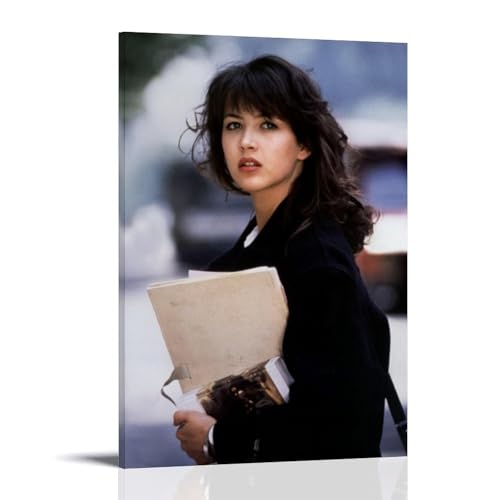 OKFPLM Sophie Marceau Poster auf Leinwand im Retro-Stil, asiatischer Vintage-Stil, Dekoration für Schlafzimmer und Wohnzimmer, 50 x 75 cm, Rahmenstil-10 von OKFPLM
