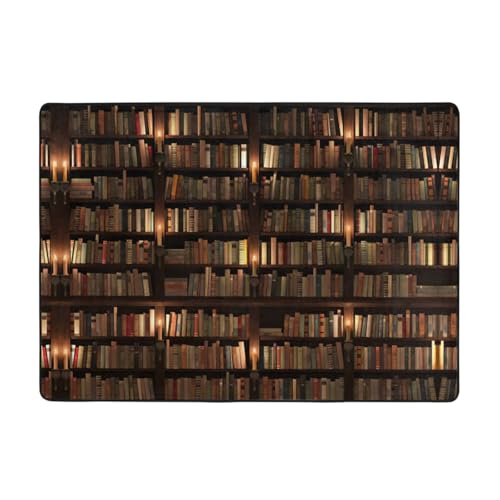 OKFSTY Bibliotheks-Bücherregal, Buchdruck, Flanell-Teppich, 203 x 147 cm, winterfertig, rutschfester Teppich für Schlafzimmer, Balkon, saugfähig, langlebig OKFSTY Bibliotheks-Bücherregal, Buchdruck, Flanell-Teppich, 203 x 147 cm, winterfertig, rutschfester Teppich für Schlafzimmer, Balkon, saugfähig, langlebig von OKFSTY