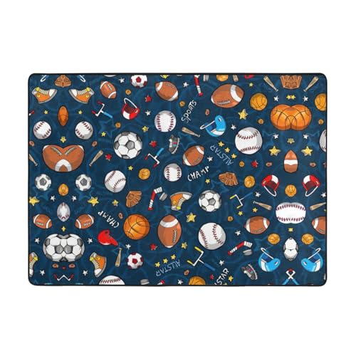 OKFSTY Flanell-Teppich für Baseball, Basketball, Fußball, Hockey, bedruckt, 203 x 147 cm, für den Winter, rutschfest, für Schlafzimmer, Balkon, saugfähig, langlebig von OKFSTY