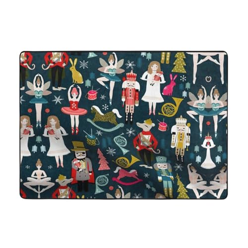 OKFSTY Flanell-Teppich für Damen, Nussknacker, Ballett, Weihnachten, Tanzdruck, 203 x 147 cm, für den Winter, rutschfest, für Schlafzimmer, Balkon, saugfähig, langlebig von OKFSTY