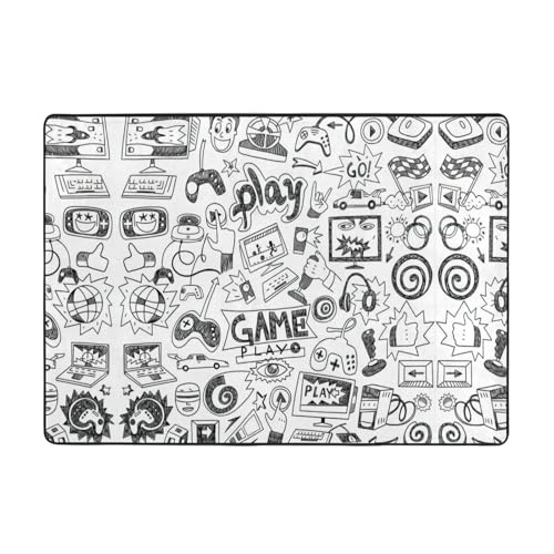 OKFSTY Flanell-Teppich für Jungen, Videospiel-Druck, 203 x 147 cm, winterfertig, rutschfester Teppich für Schlafzimmer, Balkon, saugfähig, langlebig von OKFSTY