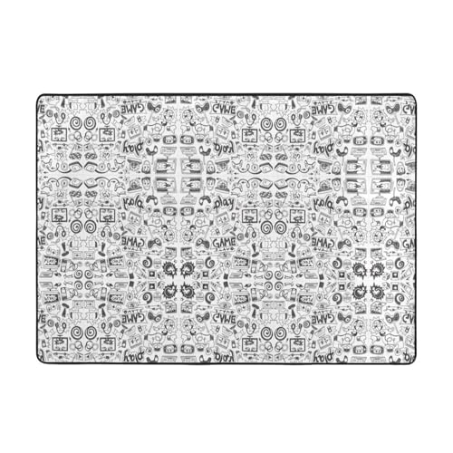 OKFSTY Flanell-Teppich für Jungen, Videospiel-Druck, 203 x 147 cm, winterfertig, rutschfester Teppich für Schlafzimmer, Balkon, saugfähig, langlebig von OKFSTY