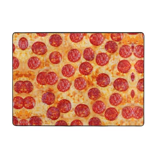 OKFSTY Flanell-Teppich mit 3D-Pfefferoni-Druck, 203 x 147 cm, winterfertig, rutschfester Teppich für Schlafzimmer, Balkon, saugfähig, langlebig von OKFSTY