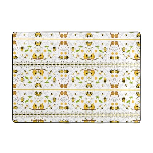 OKFSTY Flanell-Teppich mit Bienenfliegen-Druck, 203 x 147 cm, winterfertig, rutschfester Teppich für Schlafzimmer, Balkon, saugfähig, langlebig von OKFSTY