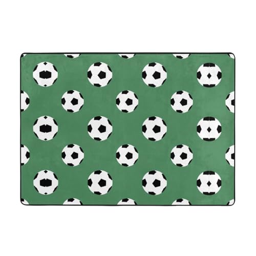 OKFSTY Flanell-Teppich mit Fußballdruck, 203 x 147 cm, winterfertig, rutschfester Teppich für Schlafzimmer, Balkon, saugfähig, langlebig von OKFSTY