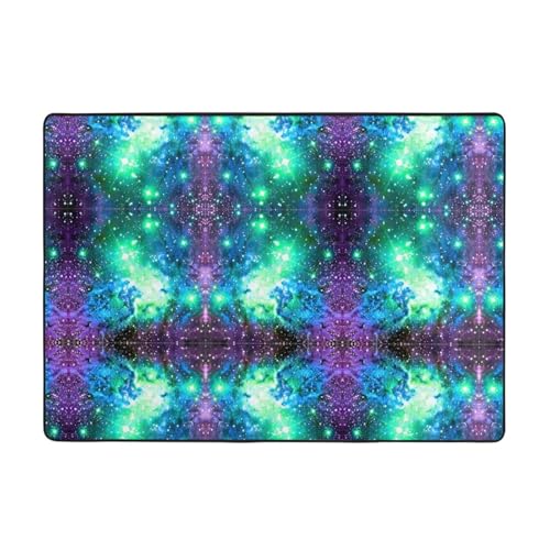 OKFSTY Flanell-Teppich mit Galaxie-Druck, 203 x 147 cm, für den Winter, rutschfest, für Schlafzimmer, Balkon, saugfähig, langlebig von OKFSTY