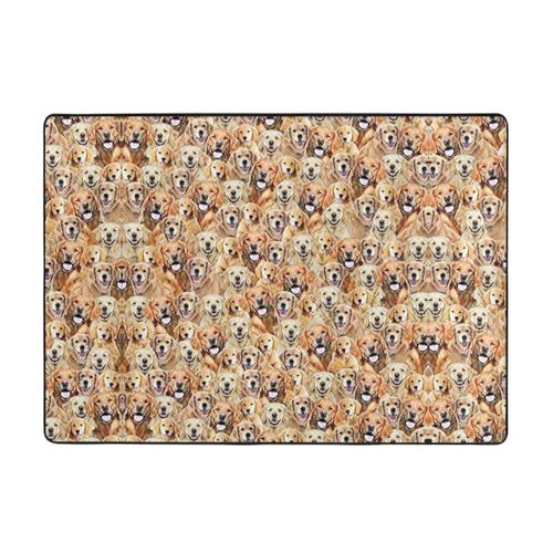 OKFSTY Flanell-Teppich mit Labrador-Retriever-Hunden, 203 x 147 cm, winterfertig, rutschfester Teppich für Schlafzimmer, Balkon, saugfähig, langlebig von OKFSTY