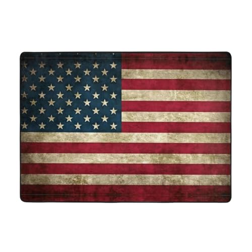 OKFSTY Flanell-Teppich mit amerikanischer Flagge, 203 x 147 cm, winterfertig, rutschfester Teppich für Schlafzimmer, Balkon, saugfähig, langlebig OKFSTY Flanell-Teppich mit amerikanischer Flagge, 203 x 147 cm, winterfertig, rutschfester Teppich für Schlafzimmer, Balkon, saugfähig, langlebig von OKFSTY
