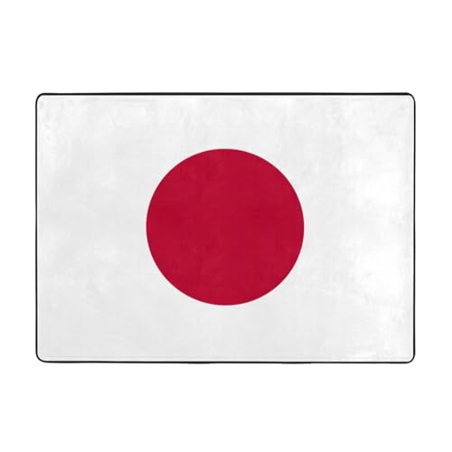 OKFSTY Flanell-Teppich mit japanischer Flagge, 203 x 147 cm, winterfertig, rutschfester Teppich für Schlafzimmer, Balkon, saugfähig, langlebig von OKFSTY
