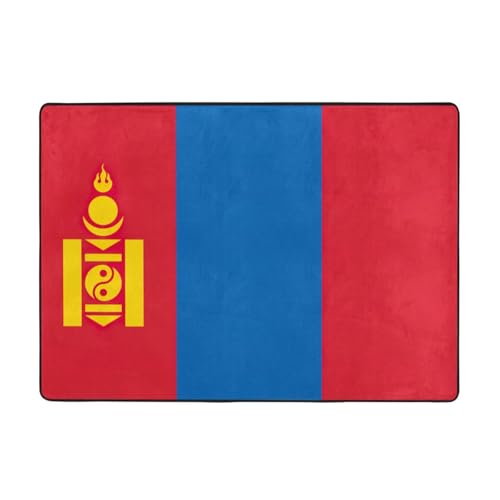 OKFSTY Flanell-Teppich mit mongolischer Flagge, 203 x 147 cm, winterfertig, rutschfester Teppich für Schlafzimmer, Balkon, saugfähig, langlebig OKFSTY Flanell-Teppich mit mongolischer Flagge, 203 x 147 cm, winterfertig, rutschfester Teppich für Schlafzimmer, Balkon, saugfähig, langlebig von OKFSTY