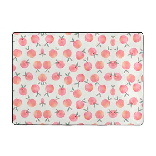 OKFSTY Flanell-Teppich mit rosa Pfirsichdruck, 203 x 147 cm, winterfertig, rutschfester Teppich für Schlafzimmer, Balkon, saugfähig, langlebig von OKFSTY
