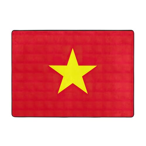 OKFSTY Flanell-Teppich mit vietnamesischer Flagge, 203 x 147 cm, winterfertig, rutschfester Teppich für Schlafzimmer, Balkon, saugfähig, langlebig OKFSTY Flanell-Teppich mit vietnamesischer Flagge, 203 x 147 cm, winterfertig, rutschfester Teppich für Schlafzimmer, Balkon, saugfähig, langlebig von OKFSTY