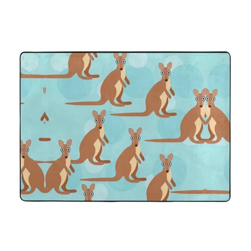 OKFSTY Funny For Kangaroo Zoo Flanell-Teppich, 203 x 147 cm, winterfertig, rutschfester Teppich für Schlafzimmer, Balkon, saugfähig, langlebig von OKFSTY