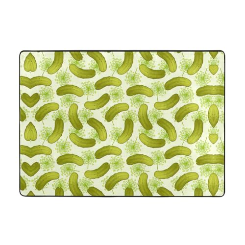OKFSTY Sushi Dill Pickles Bedruckter Flanell-Teppich, 203 x 147 cm, winterfertig, rutschfester Teppich für Schlafzimmer, Balkon, saugfähig, langlebig von OKFSTY