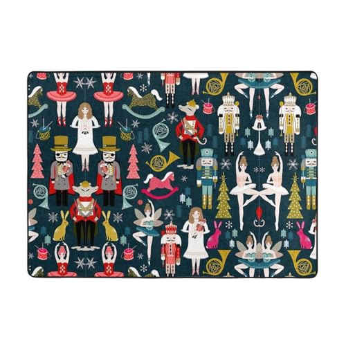 OKFSTY Women_S Flanell-Teppich mit Nussknacker-Ballett-Weihnachts-Tanzdruck, 203 x 147 cm, winterfertig, rutschfester Teppich für Schlafzimmer, Balkon, saugfähig, langlebig von OKFSTY
