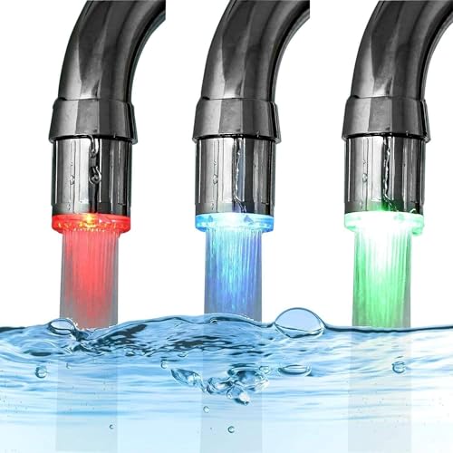 OKJHFD 3-farbiges LED-Licht Mit Wechselndem Glühtemperatursensor, Duschstrahl, Wasserhahn Für Küche, Badezimmer, 2 Stück von OKJHFD