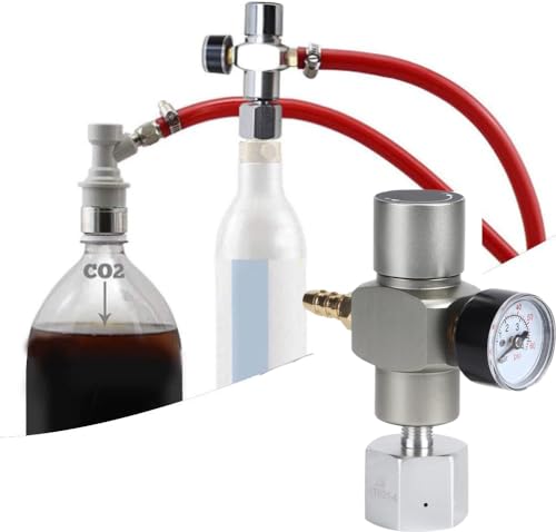 OKJHFD CO2-Gasregler, 2-in-1-Mini-CO2-Gasregler, Soda-Manometer mit Adapter 3/8 Zoll auf TR21.4, Gas-Kugelverschluss-Schnellkupplung für Hausbrauen von OKJHFD