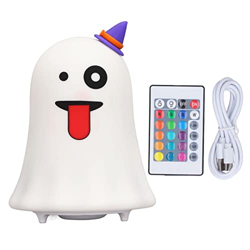 OKJHFD Geisterförmige Lampe, LED-Nachtlampe, Silikon-Touch-Sensor, 7 Farbwechsel, USB-Aufladung, Geister-Nachtlicht Mit Fernbedienung Für Halloween von OKJHFD