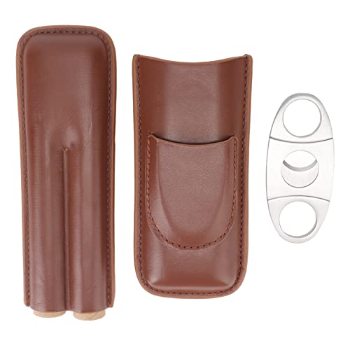 OKJHFD Luxuriöser Kleiner Zigarren-Humidor aus Elegantem Leder in Klassischem Schwarzbraun, Robustes Reise-Humidor-Lederset Mit Feuerzeug Und Messer-Zigarren-Geschenkset Für Männer von OKJHFD
