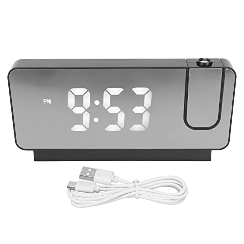 OKJHFD Projektionswecker, HD-LED-Wecker mit Projektion an Deckenwand, digitaler Wecker mit 180° drehbarem Projektor, Schlummerfunktion, Temperatur, Nachttischuhr für schwere Schläfer (Schwarz) von OKJHFD