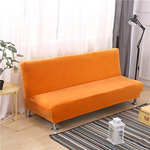 OKJK Armlose Sofabezug, Thicken Plush Schlafsofa Sitzbezug, für Wohnzimmer Stretch All-Inclusive Klappbar ohne Armlehnen Schonbezug (Orange,160-195cm) von OKJK