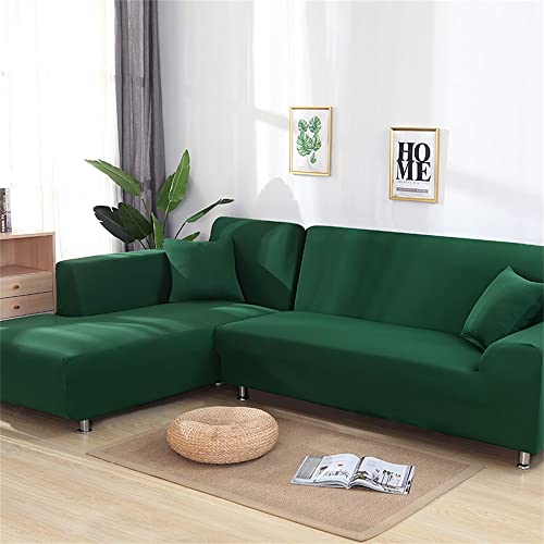 OKJK Ecksofabezug, moderner Wohnzimmermöbelbezug, sofaüberwurf Chaiselongue Sofa überwurf L-förmiger elastischer Stretch Universal (Blackish Green,Part B-B 195-230cm) von OKJK