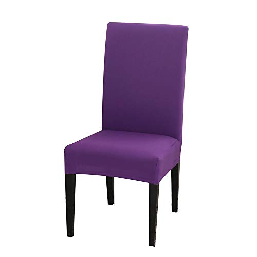 OKJK Einfarbiger Stuhlbezug Spandex Stretch Universal elastische Schonbezüge Stuhlhussen, für Esszimmer Küche Hochzeit Bankett Hotel (Purple) von OKJK