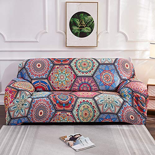 OKJK Elastische Sofabezüge im Boho-Stil, universelle rutschfeste Sofabezüge, zum Schutz des Gartengartensofas im Wohnzimmer, staubdicht gegen Kratzer (Color 1,2-Seat 145-185cm) von OKJK