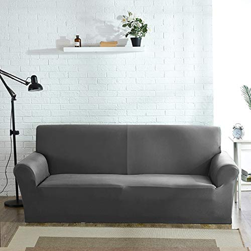 OKJK Elastischer Sofabezug, Für Wohnzimmer Sofa Protector, Sofaüberwurf Möbel Sessel Modern,Stretch Couch überzug Baumwolle (Grey,2seater 145-185cm) von OKJK