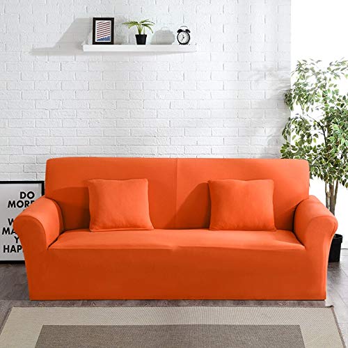 OKJK Elastischer Sofabezug, Für Wohnzimmer Sofa Protector, Sofaüberwurf Möbel Sessel Modern,Stretch Couch überzug Baumwolle (Orange,2seater 145-185cm) von OKJK
