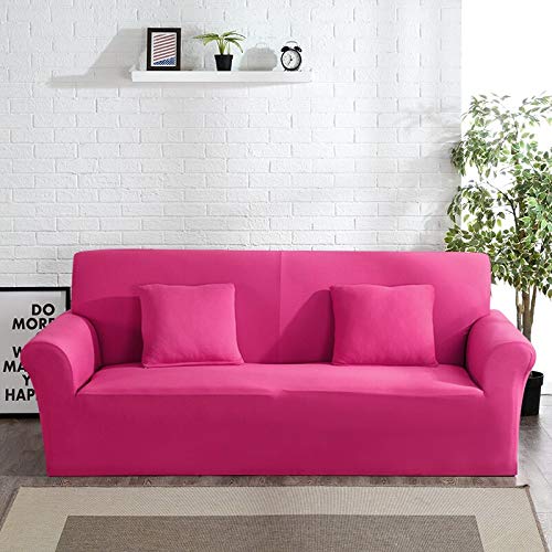 OKJK Elastischer Sofabezug, Für Wohnzimmer Sofa Protector, Sofaüberwurf Möbel Sessel Modern,Stretch Couch überzug Baumwolle (Pink,3seater 190-230cm) von OKJK