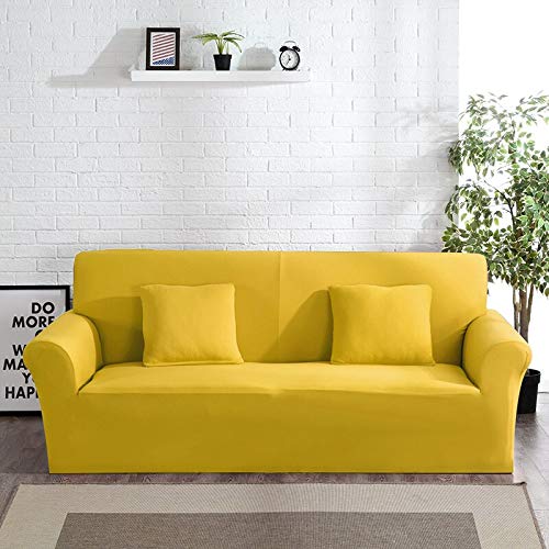 OKJK Elastischer Sofabezug, Für Wohnzimmer Sofa Protector, Sofaüberwurf Möbel Sessel Modern,Stretch Couch überzug Baumwolle (Yellow,2seater 145-185cm) von OKJK