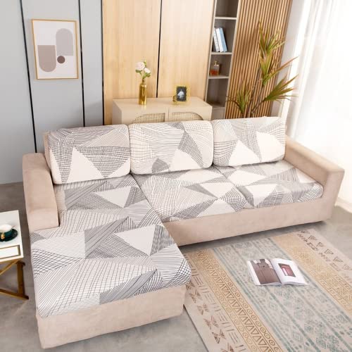 OKJK Sofa sitzkissenbezug, Sofabezug l Form chaiselongue geometrischer Druck Polyester elastischer Stoff, Couchbezug eckcouch staubdicht und verschleißfest (E,XL 1 Seater) von OKJK