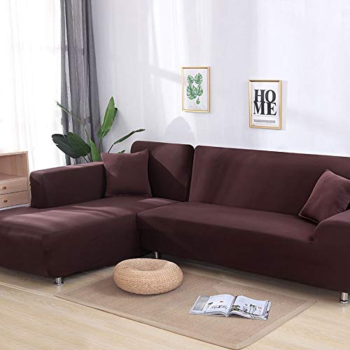 OKJK Sofa überzug Ecksofa, Sofaüberwurf L Form,wasserdicht Elastisch Maschinenwaschbar, Sofabezüge, Für Wohnzimmer Sofa Protector, Bestellen Sie 2 Stück (Coffee,3seater and 3seater) von OKJK