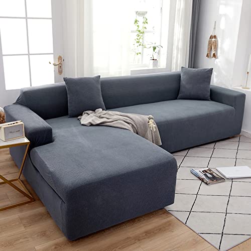 OKJK Sofa überzug ecksofa wasserdichter Stretch sofabezug aus weichem bequemem Stoff All-Inclusive verschleißfest, Vier Jahreszeiten universell für Wohnzimmer Sofa,Dark Gray,3-seat 190-230cm von OKJK