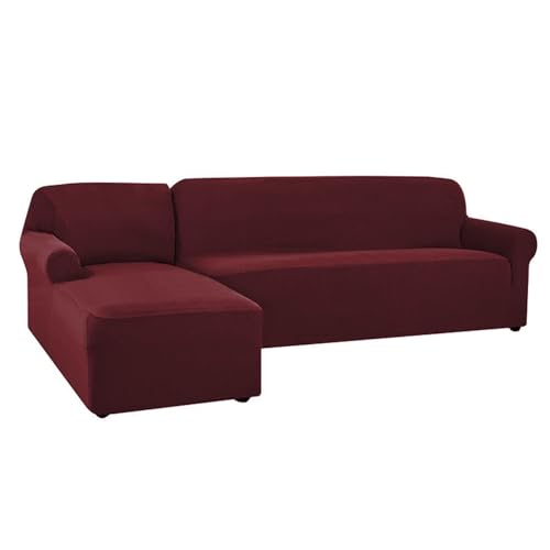 OKJK Sofabezug l Form,Jacquard sofabezug Stretch für Wohnzimmer sofaschoner,kombinierter Ecksofabezug,staubdicht,maschinenwaschbar,für die meisten Sofas geeignet (Burgundy,Part A-A 145-185cm) von OKJK