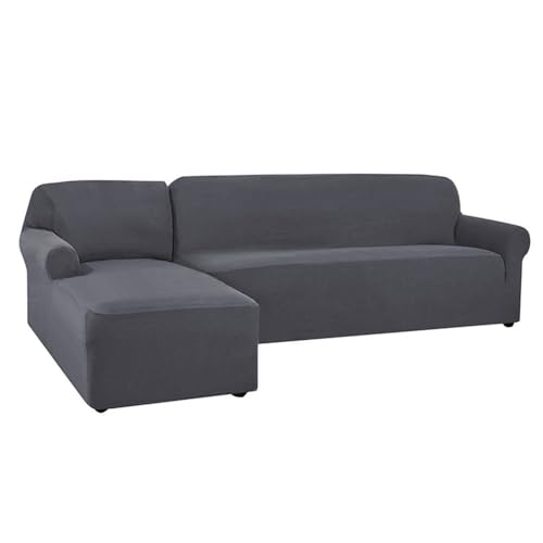 OKJK Sofabezug l Form,Jacquard sofabezug Stretch für Wohnzimmer sofaschoner,kombinierter Ecksofabezug,staubdicht,maschinenwaschbar,für die meisten Sofas geeignet (Grey,Part A-A 145-185cm) von OKJK