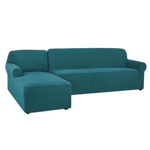OKJK Sofabezug l Form,Jacquard sofabezug Stretch für Wohnzimmer sofaschoner,kombinierter Ecksofabezug,staubdicht,maschinenwaschbar,für die meisten Sofas geeignet (Teal,Part B-B 90-140cm) von OKJK