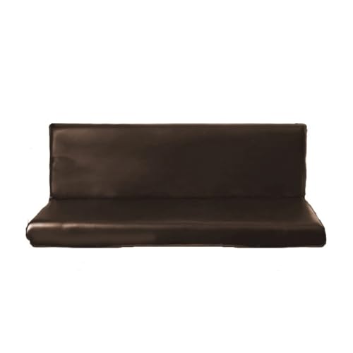 OKJK Wasserdichter Sofabezug ohne armlehnen aus PU-Leder, klappbarer Rutschfester Sofa überzug für zu Hause, All-Inclusive Stretch Sofaschoner für Haustiermöbel (Coffee,150-185CM) von OKJK