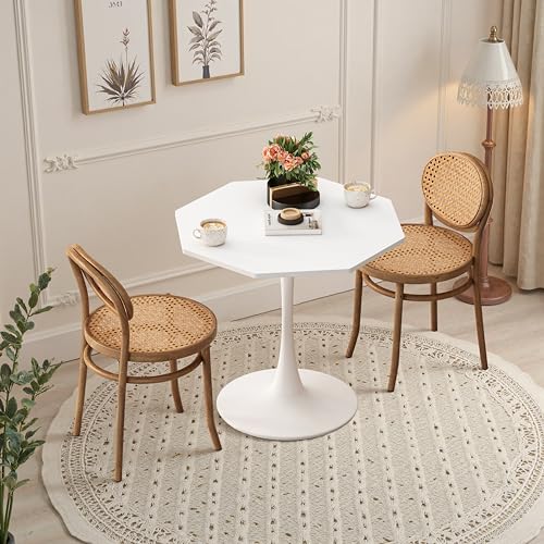OKMYHOME Achteckiger Couchtisch mit MDF-Platte in Marmor-Optik und Metallsockel, für Wohnzimmer oder Esszimmer, 80 x 74 x 73 cm, Schwarz von OKMYHOME