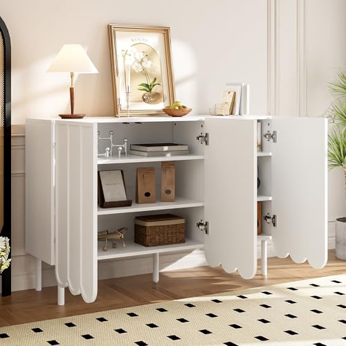 OKMYHOME Anrichte mit 2 geschlossenen Fächern – MDF im modernen Stil – 120 x 35 x 80 cm – Weiß und Walnuss-Imitat von OKMYHOME