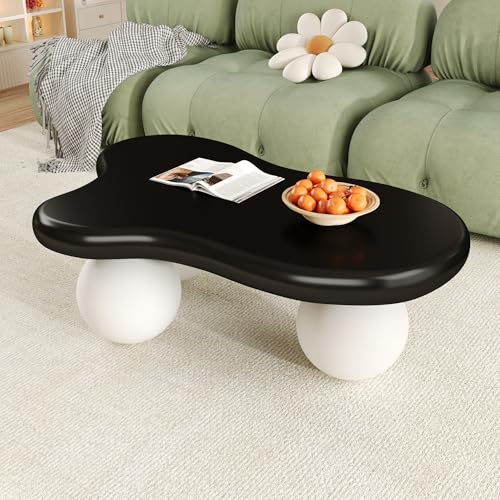 OKMYHOME Couchtisch, Schwarz, mit LED-Beleuchtung, 16 Farben, Wolkenform, runde Füße, weiß, 95 x 62,5 x 32 cm, Schwarz OKMYHOME Couchtisch, Schwarz, mit LED-Beleuchtung, 16 Farben, Wolkenform, runde Füße, weiß, 95 x 62,5 x 32 cm, Schwarz von OKMYHOME