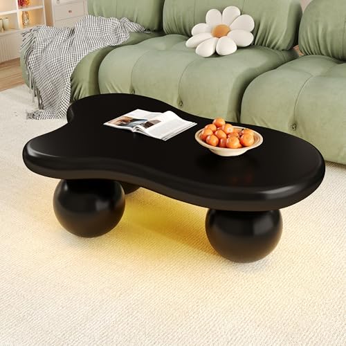 OKMYHOME Couchtisch, Schwarz, mit LED-Beleuchtung, 16 Farben, Wolkenform und runde Füße, schwarz, 95 x 62,5 x 32 cm – Schwarz OKMYHOME Couchtisch, Schwarz, mit LED-Beleuchtung, 16 Farben, Wolkenform und runde Füße, schwarz, 95 x 62,5 x 32 cm – Schwarz von OKMYHOME