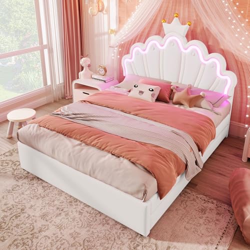 OKMYHOME Doppelbett 140 x 200 cm – Kinderbett mit 2 Fächern – PU + MDF – ohne Matratze – Weiß OKMYHOME Doppelbett 140 x 200 cm – Kinderbett mit 2 Fächern – PU + MDF – ohne Matratze – Weiß von OKMYHOME