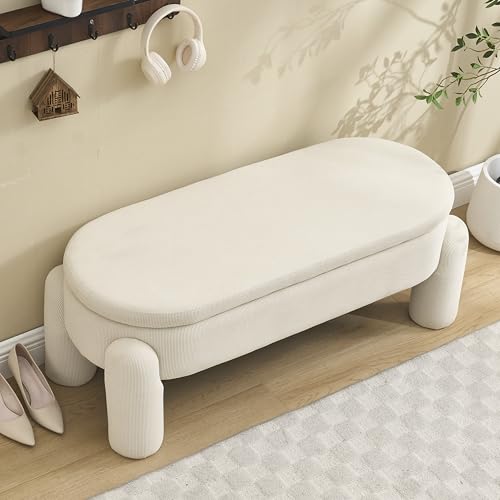 OKMYHOME Eingangsmöbel – Sitzbank mit Truhe, Bank Truhe für Schlafzimmer, Eingangsbereich oder Wohnzimmer, gepolsterte Sitzfläche aus Chenille-Stoff und Massivholz, 112 x 43 x 43 cm, Beige OKMYHOME Eingangsmöbel – Sitzbank mit Truhe, Bank Truhe für Schlafzimmer, Eingangsbereich oder Wohnzimmer, gepolsterte Sitzfläche aus Chenille-Stoff und Massivholz, 112 x 43 x 43 cm, Beige von OKMYHOME
