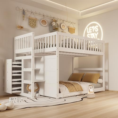OKMYHOME Etagenbett 140 x 200 cm – Juniorbett mit Aufbewahrung, Holzrahmen mit Zaun, ohne Matratze, Weiß OKMYHOME Etagenbett 140 x 200 cm – Juniorbett mit Aufbewahrung, Holzrahmen mit Zaun, ohne Matratze, Weiß von OKMYHOME