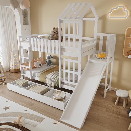 OKMYHOME Etagenbett 140 x 200 cm – Kinderbett mit Abstand von 92,8 cm – Massivholz + MDF – ohne Matratze – Weiß OKMYHOME Etagenbett 140 x 200 cm – Kinderbett mit Abstand von 92,8 cm – Massivholz + MDF – ohne Matratze – Weiß von OKMYHOME