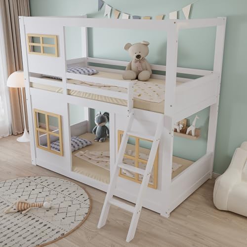 OKMYHOME Etagenbett 90 x 200 cm - Etagenbett für Kinder mit sicherer Leiter und Schutzbarrieren aus Kiefernholz und MDF, weiß und natur OKMYHOME Etagenbett 90 x 200 cm - Etagenbett für Kinder mit sicherer Leiter und Schutzbarrieren aus Kiefernholz und MDF, weiß und natur von OKMYHOME
